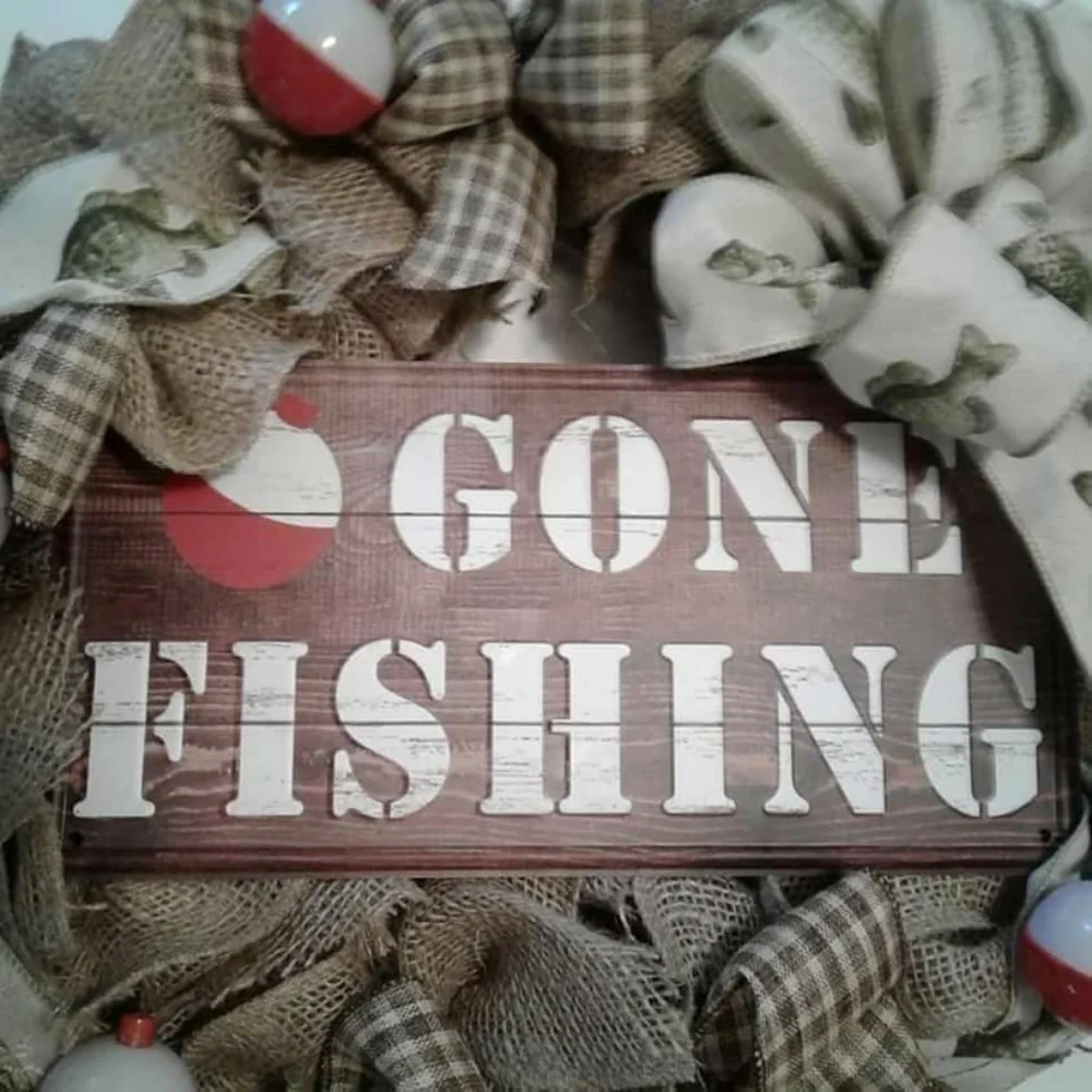 Summer Wreath Fish Lake-house Fishing Wreath Gone Fishing Lake-house Final Sale